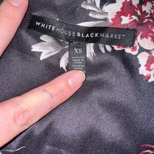 White House Black Market Black and Red Floral Fabric